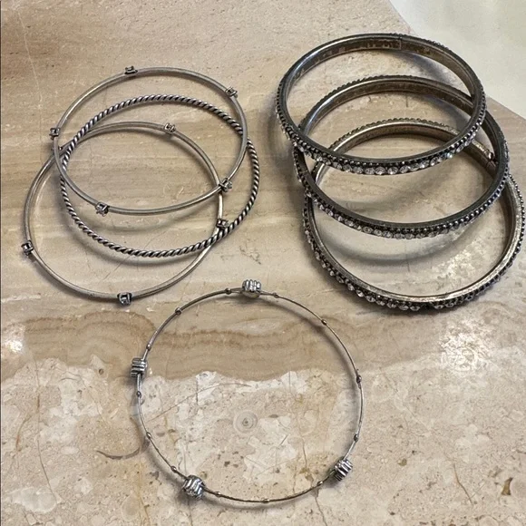 Silver Multi-Style Stackable Bangle Sets - Picture 4 of 10